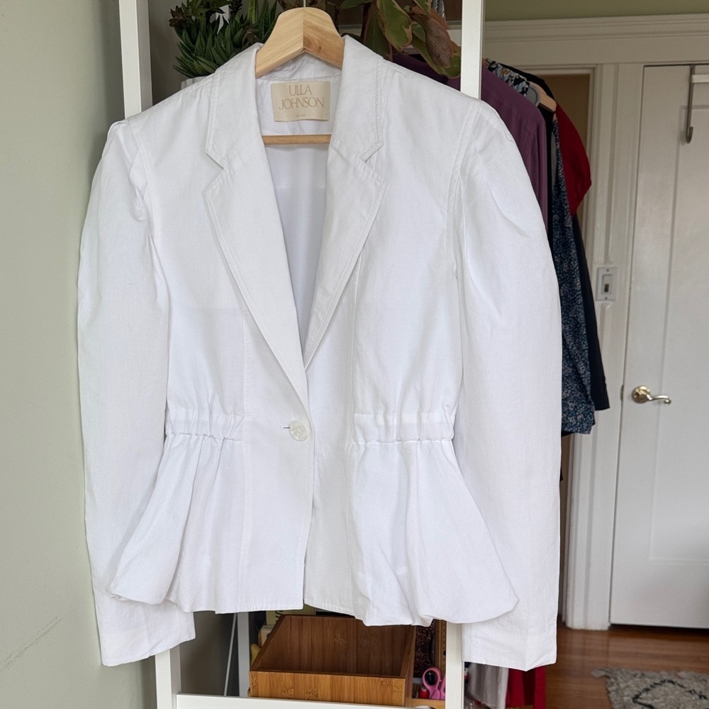 Ulla Johnson Marras Peplum Jacket in White Cotton Linen Sz 0-2 - Picture 6 of 13